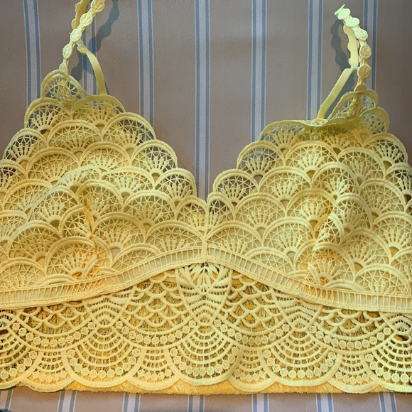 FREE PEOPLE INTIMATELY CROCHET SUNRISE TO SUNSET BRA IN SUNNY DAY SIZE MEDIUM - Picture 7 of 12